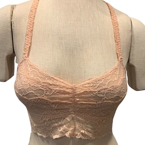 PINK/Victoria's Secret Lace Racerback Bralette Sz M Peach #212i - Picture 4 of 10